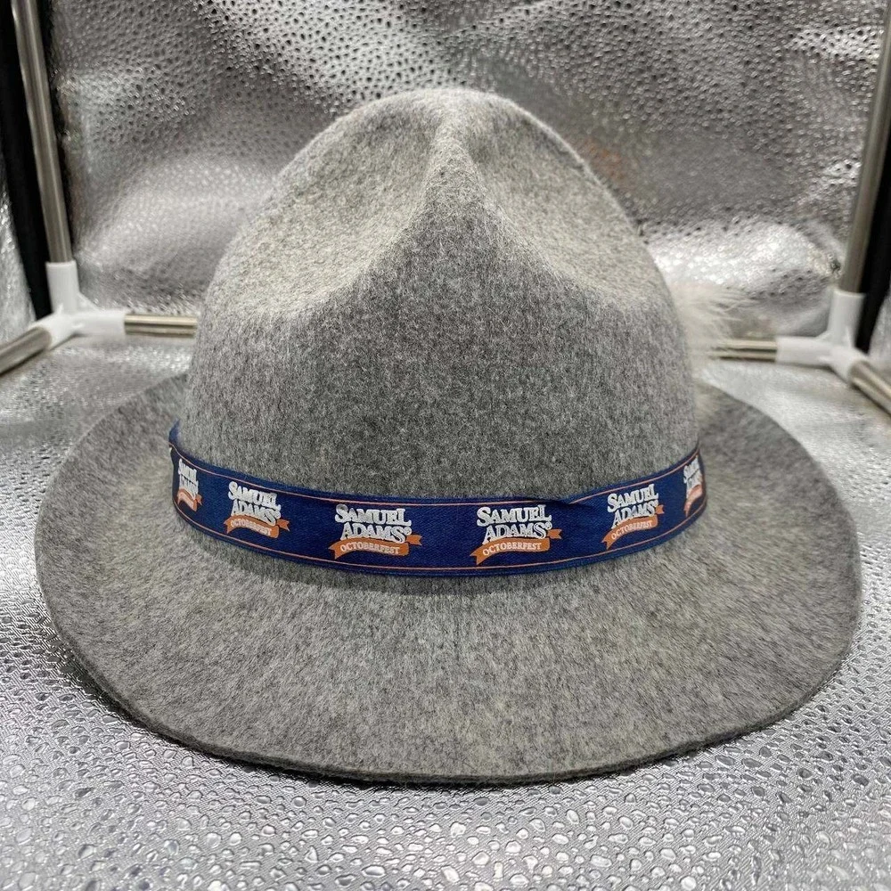 Samuel Adams Oktoberfest Alpine Hat Mens OS‎ Gray Wool Felt Feather Trim Fedora